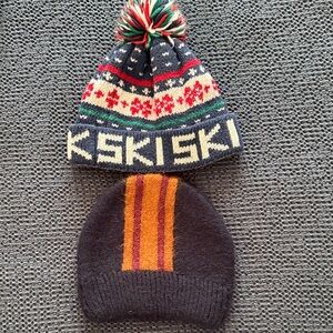 Zara Navy Pom Beanie with Red, Cream & Green Fair Isle